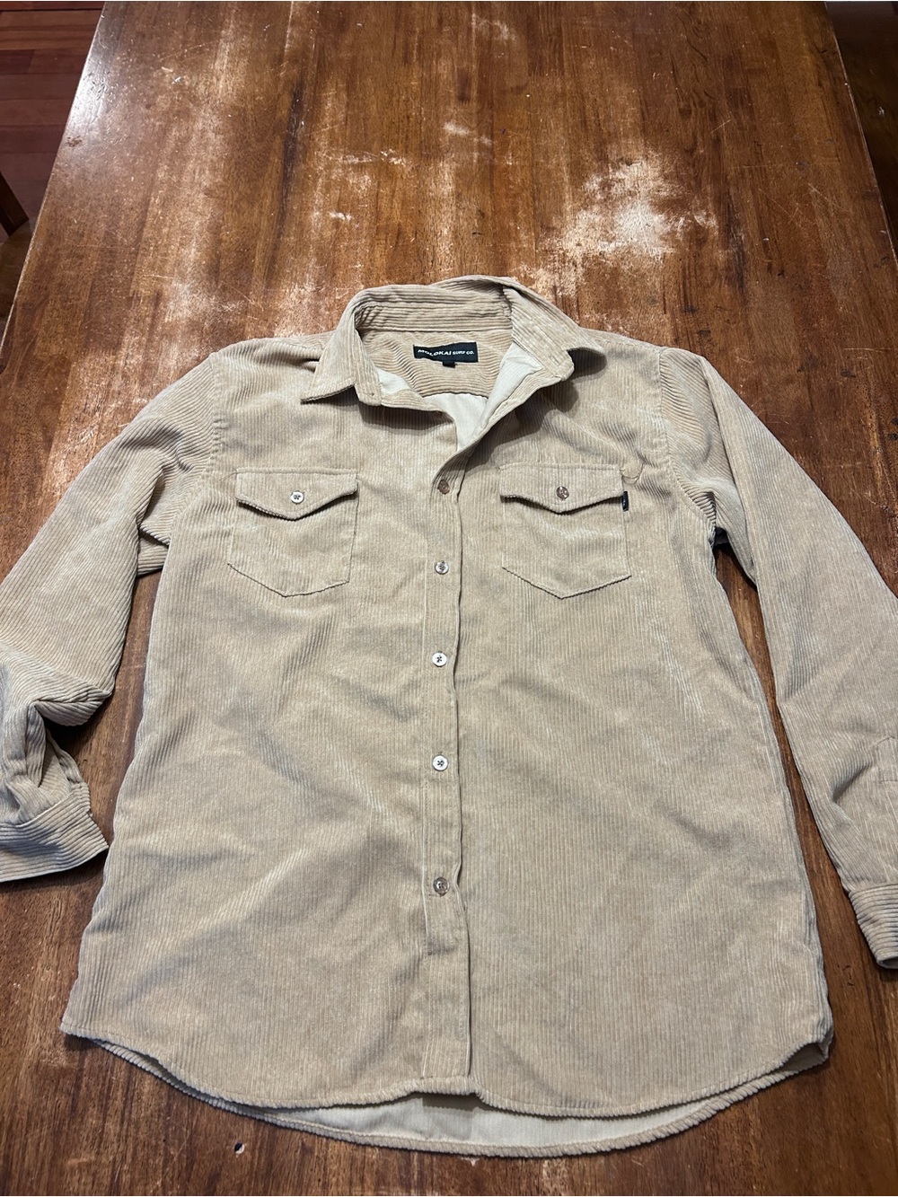 Molokai Surf Co Corduroy Button-Front Shirt Jacket Beige Workwear Chorecoat fall